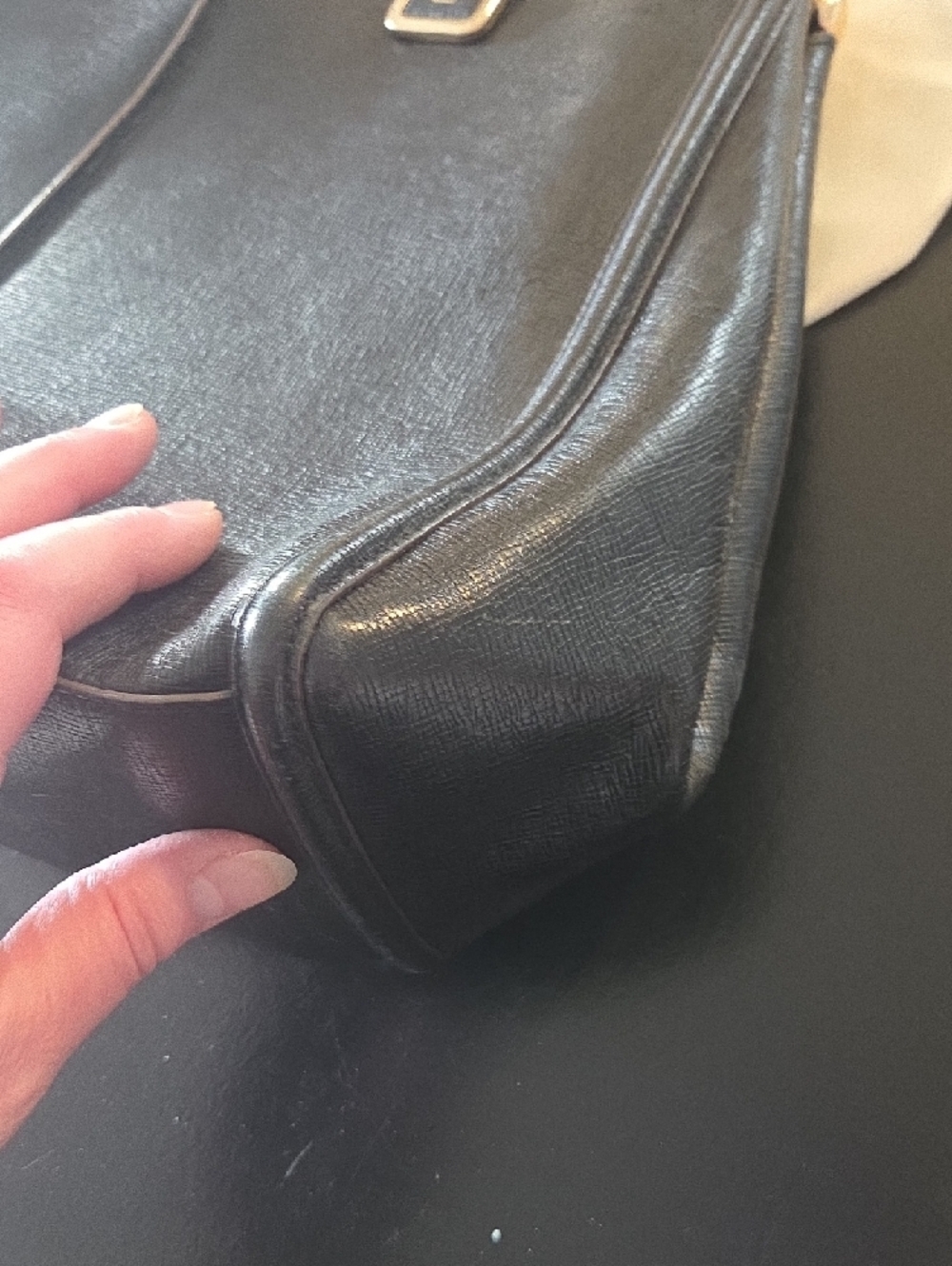 Vintage Coach Black Leather Satchel with Silver Chain Accents - Picture 7 of 13